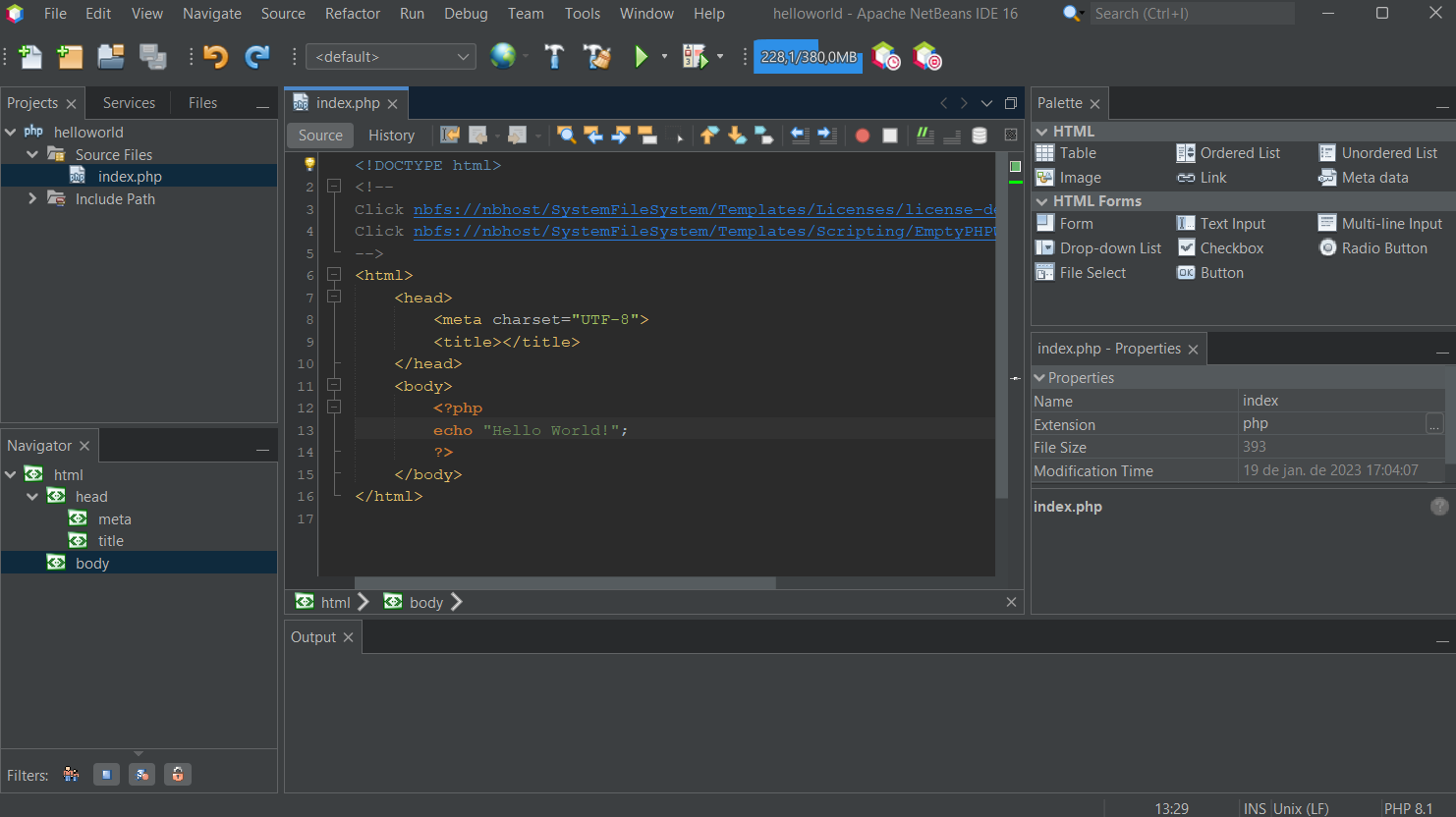 Interface do Apache NetBeans 16 em modo escuro (Dark Mode)